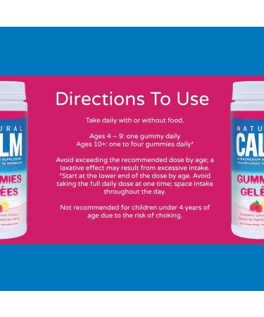 Natural Calm Magnesium Gummies (Raspberry Lemon Flavour) 120 Count - Chewable - Fast Absorbing - Relaxing - Vegan Gluten-free Ages 4 and up - Buy Online on GoSupps.com