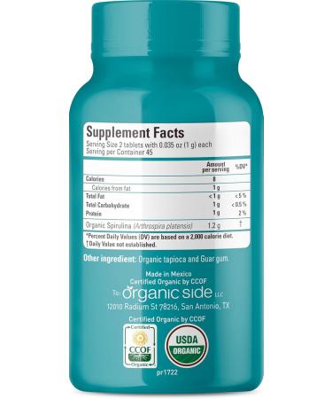 OS Organic Side | Spirulina Tablets | Pure Organic Spirulina for Energy Immunity and Wellness | 90 Vegan Tablets | Non-GMO Rich in Protein Antioxidants and Nutrients for Overall Health - Buy Online on GoSupps.com