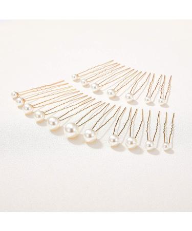 Sweetv 18Pcs Pearl Wedding Hair Pins Set - Bridal Hair Accessories for Brides in Gold - Buy Online on GoSupps.com