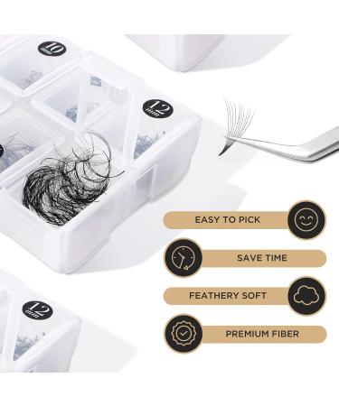 LASHVIEW 1000 Premade Volume Eyelash Extensions - 10D D Curl Mixed Tray Handmade Thin Base 9-16mm 1000 Fans | Shop Internationally - Buy Online on GoSupps.com