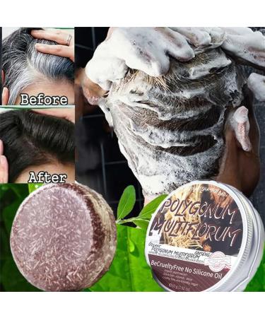  HADAVAKA Hair Darkening Shampoo Bar Grey Reverse Shampoo Bar Grey Hair Darkening Shampoo Man Grey Coverage Bar Shampoo Multiflorum for Hair Repair Black Soap For Men And Woman Grey Hair (1 piece) - Buy Online on GoSupps.com