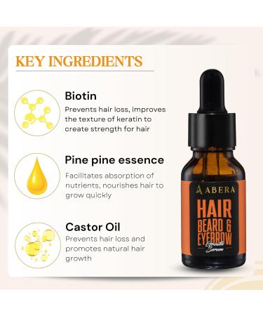 ABERA Hair Growth Serum with Biotin & Castor Oil | Natural Regrowth for Stronger Thicker Hair Beard & Eyebrows for Men & Women - International Shipping Available - Buy Online on GoSupps.com
