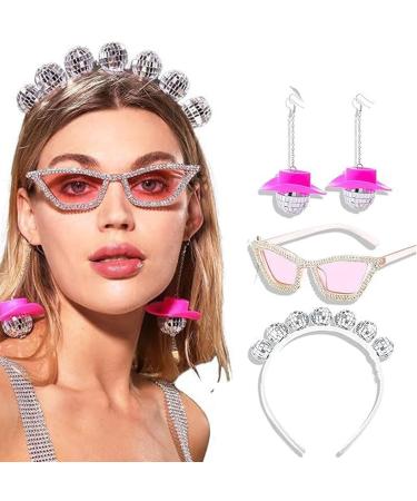 amangul Vintage Inspired 70s Disco Headband Sunglass Earrings Set Perfect for Parties and Dance Clubs - Buy Online on GoSupps.com