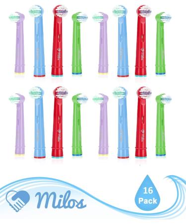 Milos Electric Toothbrush Replacement Heads for Kids - Pack of 16 Extra Soft Bristles - Oral B Compatible - Fits Braun Electric Brushes - Refill for Vitality, Precision, Triumph - 16 Count - Buy Online on GoSupps.com