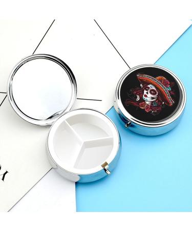 Day of The Dead Skull Women Pill Box | 3 Compartment Medicine Organizer | Unique Gift for Her - Buy Online on GoSupps.com