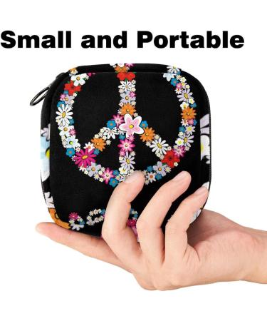 Buy No War Peace Flower Symbol Sanitary Napkins Storage Pocket | Menstruation Pad Bag & Menstrual Cup Pocket with Zipper for Teenagers & Women - Eco-Friendly & Stylish - Buy Online on GoSupps.com