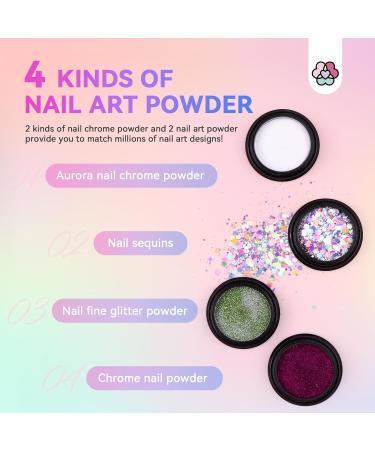 Saviland 48PCS Chrome Nail Powder Kit - Aurora Holographic Metallic Mirror Effect for High Pigment Nail Art - Nail Glitter Power - 48 Colors - Buy Online on GoSupps.com