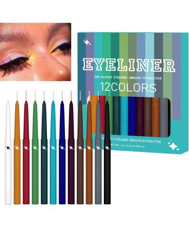 Eye Liner Set 12 Colors Eye Shadow Pencils | Waterproof Eye Liners Professional Eye Makeup Set Long Lasting and Sweatproof Makeup Colors - Buy Online on GoSupps.com