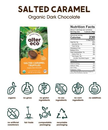 Alter Eco Organic Salted Caramel Truffles Dark Chocolate 4.2 oz (120 g) - Buy Online on GoSupps.com