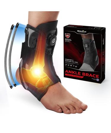 Welnove Ankle Brace: Advanced Metal Support for Men & Women Prevention of Sprained Ankles with Metal Springs ankle support for men Comfortable Compression & Breathable Design Injury Recovery(1 Unit M) Medium Black