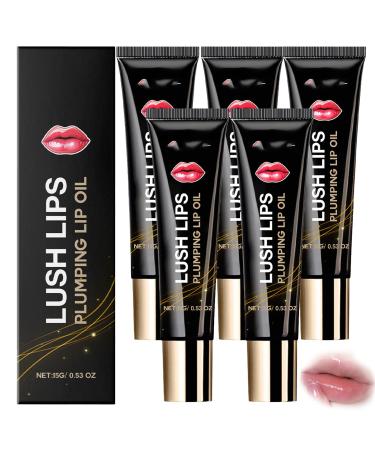 YUNFAX Lip Booster Serum Moisturizing Lip Oil Reduces Lip Lines 15ml Portable Nonstick Light Texture for Daily Touchups and Travel Enhances Natural Plum 5 Pack 5 Pack