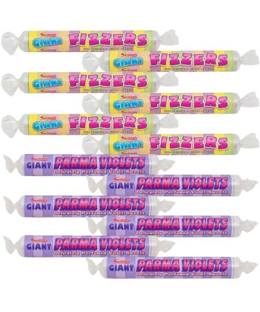 Sweets Bundle With Swizzels Giant Fizzers Rolls 40g x6 & Swizzels Giant Parma Violets 40g x6 (12 Pack)