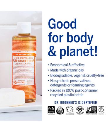 Dr. Bronner's 4oz Pure-Castile Liquid Soap Variety Pack - Peppermint Lavender Tea Tree Eucalyptus Almond - Organic Oils - 18-in-1 Uses - Buy Online on GoSupps.com