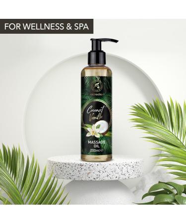 Buy 200ml Coconut Vanilla Massage Oil - Relaxation & Skin Care with Almond Grape Jojoba & Peach Oils | Shop Internationally - Buy Online on GoSupps.com