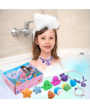 Kids Bath Bombs Gift Set with Jewelry - Organic Bubble Bath Fizzies for Girls - Mermaid Theme - Perfect Christmas/Birthday Gift - Set of 9 - Buy Online on GoSupps.com