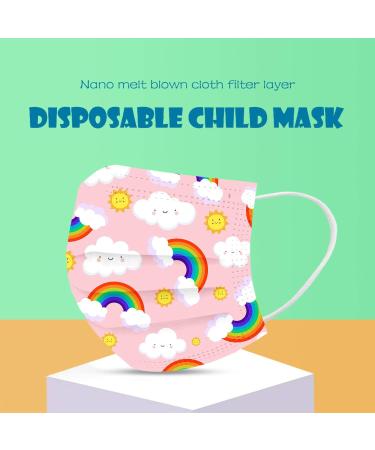 NcQifei 50 pcs Children's Disposable 3-Layer Face Masks | Cute Cartoon Print Breathable & Comfortable for Kids - Mouth & Nose Protection - Buy Online on GoSupps.com