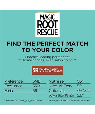 L'Oreal Paris Magic Root Rescue 10 Min Hair Coloring Kit, 5R Medium Auburn Red, 100% Gray Coverage - 2 Count - Buy Online on GoSupps.com