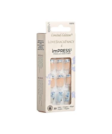 LoveShackFancy x imPRESS Hydrangea Blue Press-On Manicure Set | Short Square Nails with Prep Pad, File, Stick | Limited Edition - Buy Online on GoSupps.com