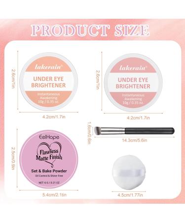 Henjunu 2pcs Under Eye Brightener 10g x 2 and Setting Powder including powder puff and concealer brush brightening concealer color corrector for dark circles dark circle coverage brightening - Buy Online on GoSupps.com