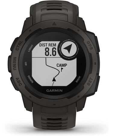 Garmin Instinct Graphite Outdoor Watch with GPS, Glonass, Galileo, Heart Rate Monitoring, Compass - Buy Online on GoSupps.com