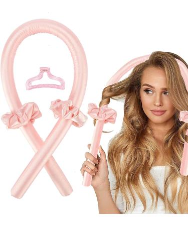 Heatless Curling Rod Headband No Heat Wave Hair Curlers Styling Tools for Long Medium Hair Make Soft And Shiny (Pink)