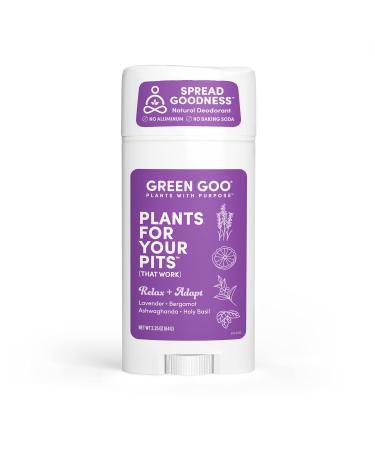 Green Goo Herbal Deodorant for Men and Women Relax + Adapt with Lavender Bergamot Ashwagandha and Holy Basil 2.25 Ounce