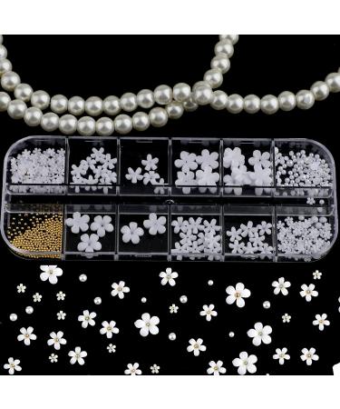 SAVITA 250pcs 12 Styles 3D Acrylic Flowers For Nails 3D Nail Charms Flat Nails Accessories for DIY Nail Art Designs Jewelry Making (White) Gold - Buy Online on GoSupps.com