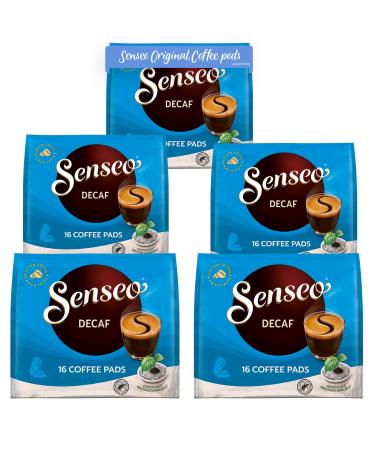 Senseo Pads Decaf - Decaffeinated Coffee RA-certified - 5 packs x 16 coffee pods Decaf 111 g (pack of 5)