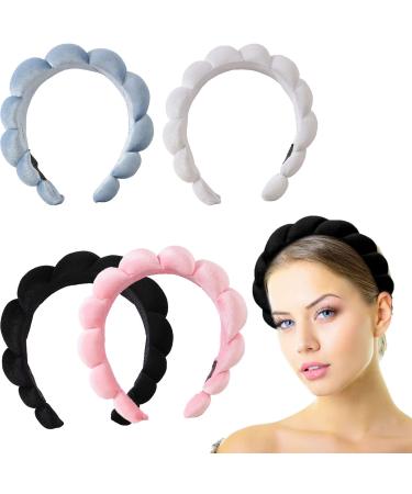SEPIU Spa Headband For Women - Sponge Fabric Headband for Skincare  Puffy Headbands for Women  Makeup Headband  Headband for Washing Face  Makeup Removal Headband  Shower Headband black