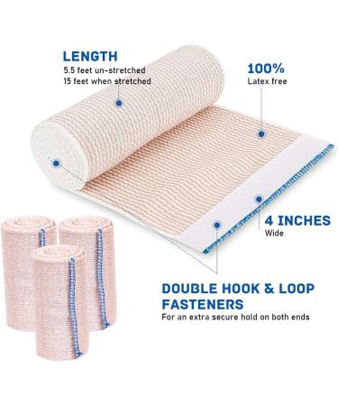 Elastic Bandage Wrap 6 Pack Stretch Compression Bandage Wraps Stretches up to 4.5M for Legs Knees Ankles Wrists Elbows Shoulders Athletic Stretchable Bandage Wrap with Self-Closure - Buy Online on GoSupps.com