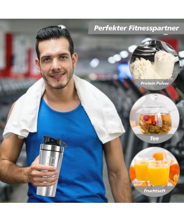 Premium 960ml Stainless Steel Protein Shaker - BPA Free Leak-Proof Clump-Free Silver Water Bottle with Scale - Buy Online on GoSupps.com