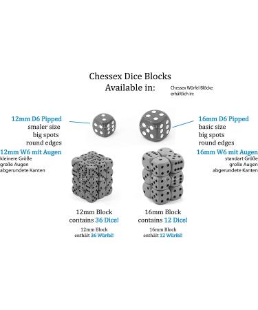 Chessex Marble Ivory with Black d6 Dice Set - 16mm Six Sided Die (12) Block - 1-Pack - Buy Online on GoSupps.com