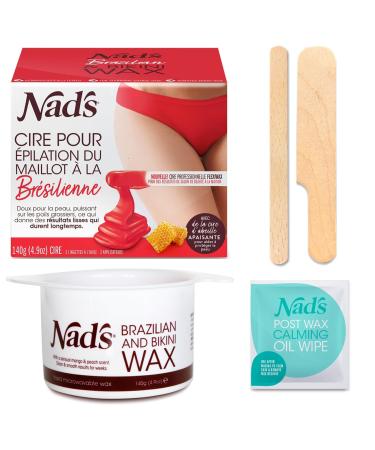 Nad's Brazilian Bikini Wax - Home Hair Removal Kit With Hard Wax, Hot Wax Pot Including Intimate Area