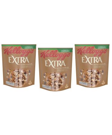 Kellogg's Extra Nocciole 3 Pack Crispy Oat Flakes with Caramelized Hazelnuts 100% Whole Grain 375g