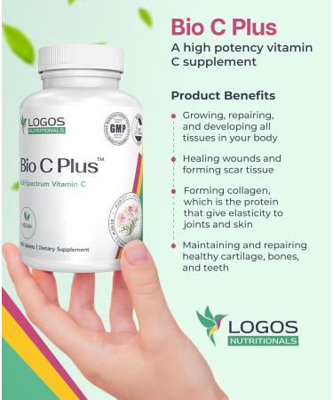 logos nutritionals Bio C Plus Vitamin C 1000 mg - High Potency Vitamin C Supplements with Ascorbic Acid & Rose HIPS Supports Healthy Immune System & Antioxidant Protection Vegan - 100 Tablets - Buy Online on GoSupps.com