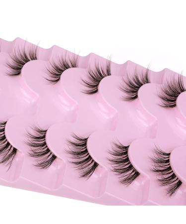 JIMIRE Half Lashes - 7 Pairs Pack Natural Crossed Handmade False Eyelashes | Wispy Fluffy Light Volume | Clear Band | 3-12MM - Buy Online on GoSupps.com