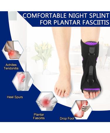 2022 Upgraded Plantar Fasciitis Night Splint with 3 Adjustable Straps - Purple - Buy Online on GoSupps.com