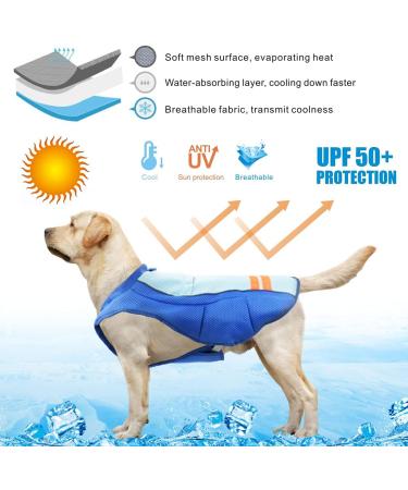 MOSUCOURL Dog Cooling Vest - Breathable Summer Coat for Dogs | Anti-Heat Evaporative Jacket for Outdoor Activities (Blue XS) - Buy Online on GoSupps.com