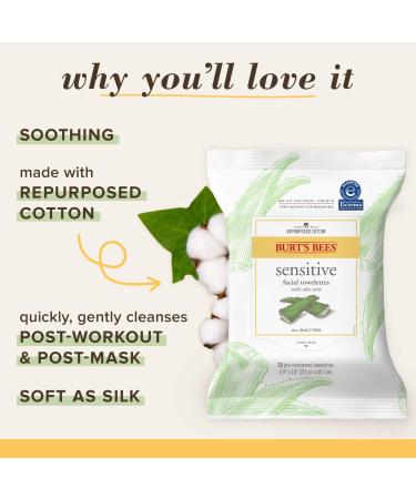 Burt's Bees Facial Cleansing Towelette Wipes - Sensitive Skin with Cotton Extract 30 Count - Buy Online on GoSupps.com