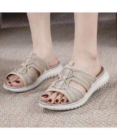 JASUBAI Leather Orthopedic Arch Support Diabetic Sandals - Women's Beige Crisscross Sandals (Size 9 B) - Buy Online on GoSupps.com