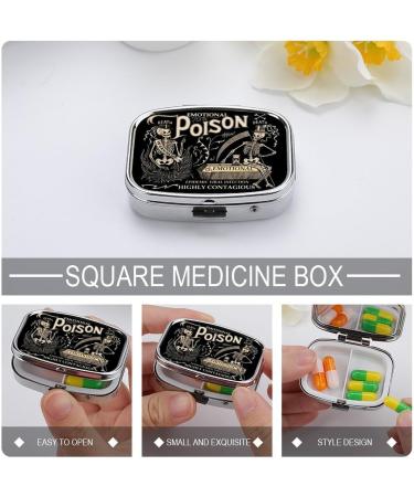 Travel-Friendly 2 Compartment Metal Pill Organizer - Cute Compact Pill Case for Vitamins & Supplements | Perfect for Purse & Pocket - Buy Online on GoSupps.com