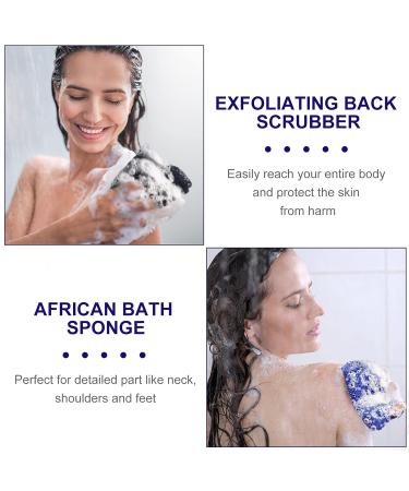 2 Pieces African Exfoliating Net Bath Sponge - Long Back Scrubber for Smooth Skin | Daily Use & Stocking Stuffer (Blue Black - Buy Online on GoSupps.com