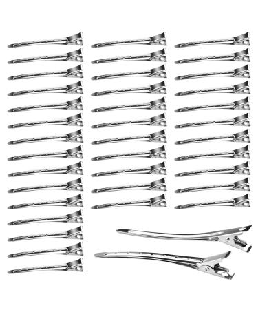 Neworkg 50pcs 3.5 Inches Duck Bill Hair Clips  Superior Silver Alligator Curl Clips with Holes  Hairdressing Salon Hair Grip  DIY Accessories Hairpins for Women and Girls