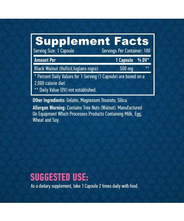 HAYA LABS Black Walnut Hulls 500 mg 100 capsules - Buy Online on GoSupps.com
