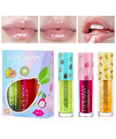 NICEFACE Fruit-Flavored Lip Gloss Oil Set - 3 Pcs of Fresh Lip Glaze for Transparent  Moisturized  and Plump Lips - Long-Lasting Lip Care  Perfect for Everyday Use 3 Colors