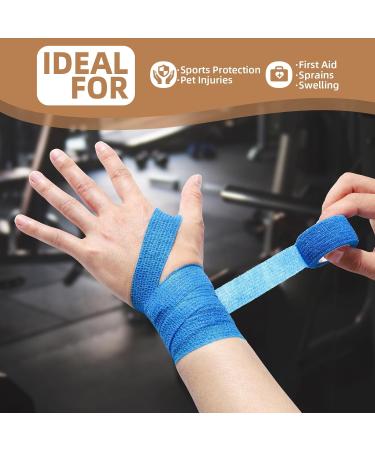 Anjocare Self-Adhesive Bandage Wrap (8 Pack) - Breathable Cohesive Bandage for First Aid Sports Injuries and Pet Care (2.5cm x 4.5m) - Beige & Blue - Buy Online on GoSupps.com