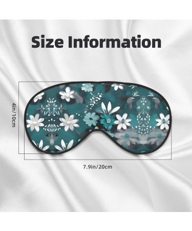 Teal Grey & White Floral Eye Mask - Soft Adjustable Sleep Mask for Men & Women | Nighttime Comfort - Buy Online on GoSupps.com