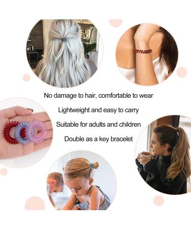 JessLab Spiral Hair Ties 20 Pcs - No Crease Phone Cord Hair Ties for Girls & Women - Transparent Spiral Bracelet Ponytail Holders - Buy Online on GoSupps.com