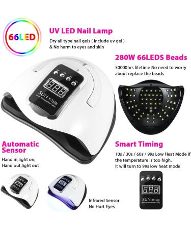 Yorking 280W LED Nail Dryer Lamp - UV Gel Light with Timer & Sensor for Gel Nails Shellac & Toenails - Fast Drying Professional Quality - Buy Online on GoSupps.com