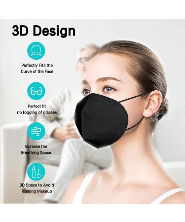 Adults Protective Face_Masks USA Safety Standard Premium 5-Plu Face Dust Mask w/Nose Clip & Adjustable Earhooks 10 Pieces/a Pack Individually Packaged 30PCS 3D Black Design  - Buy Online on GoSupps.com